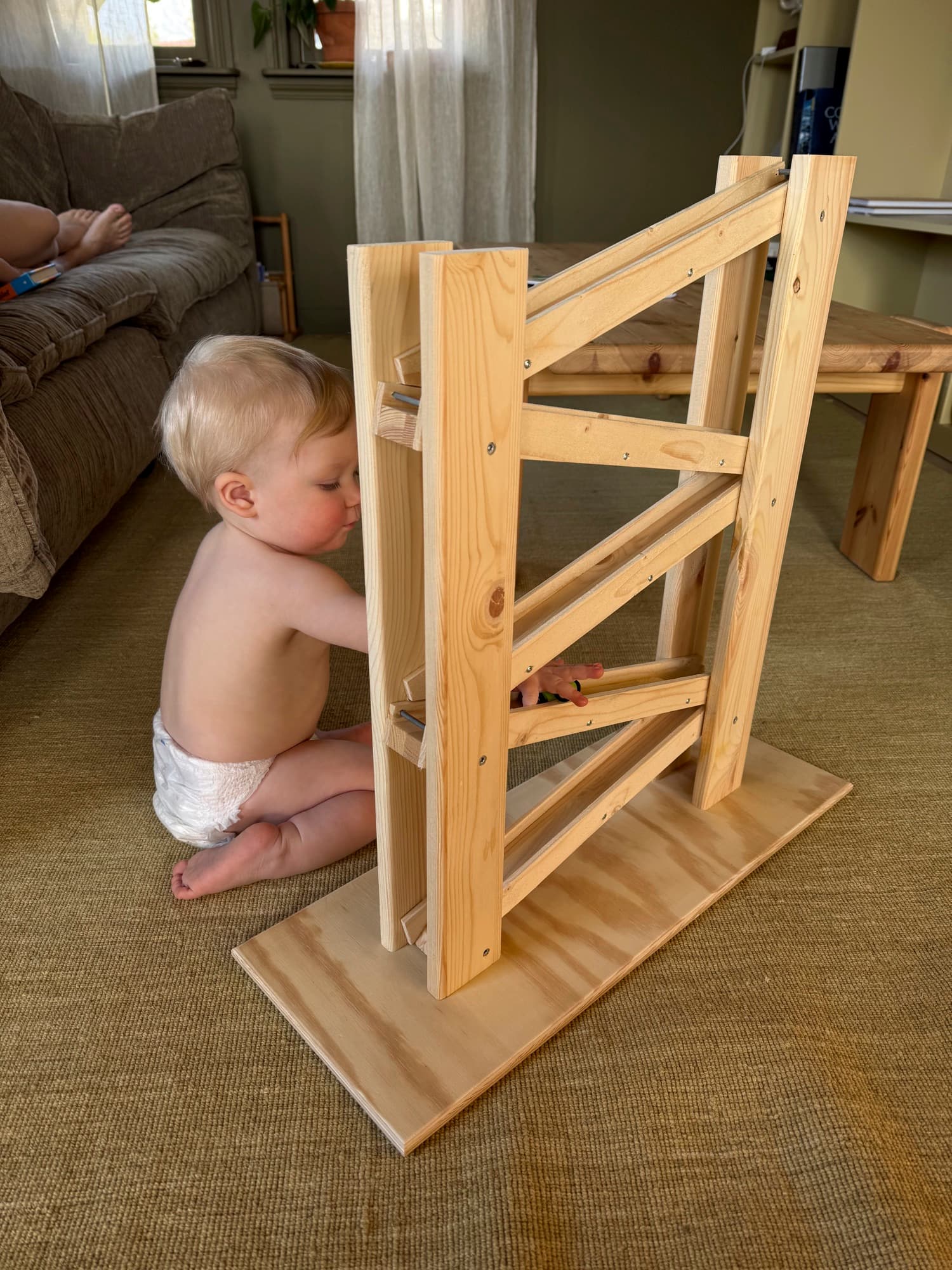 Handmade solid wood marble run
